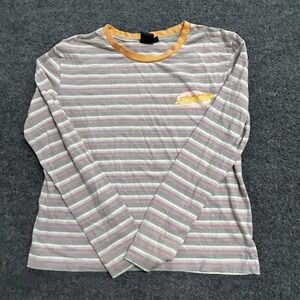 Santa Cruz Long Sleeve Shirt Womens Size S Multi Color Striped Skate Graphic Tee